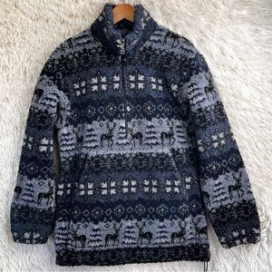 Vintage Woolrich Fleece Sherpa Anorak Jacket Mens Small Plushy Western Fair Isle